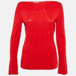 Versace Collection Red Geometric Pattern Knit Jumper M